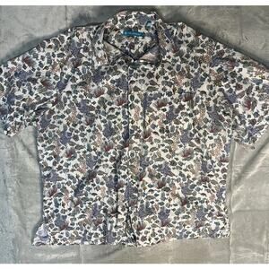 Tori Richard Short Sleeve Button Up Hawaiian Shirt Men's 2XL Fish Aquaculture